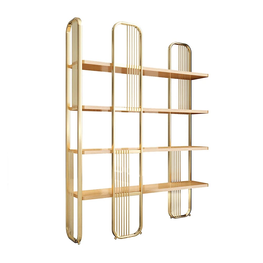 Bibliothèque étagère de rangement moderne à 4 niveaux en or