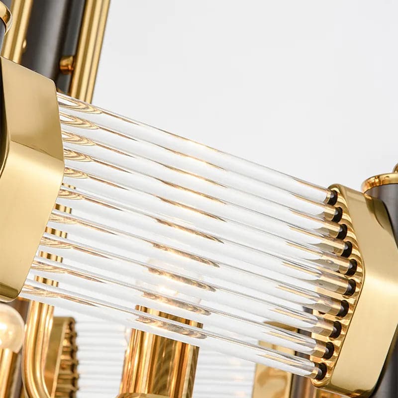 Plafonnier lustre moderne à plusieurs niveaux avec hauteur réglable en noir et or