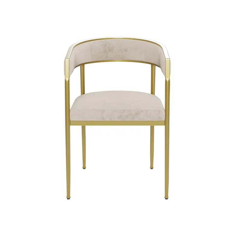 Modern Velvet Upholstered Dining Chair with Gold Metal Leg in Beige/Gray#Beige