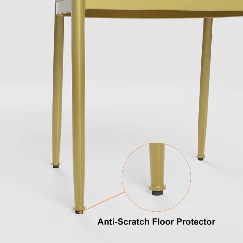 Modern Velvet Upholstered Dining Chair with Gold Metal Leg in Beige/Gray#Beige