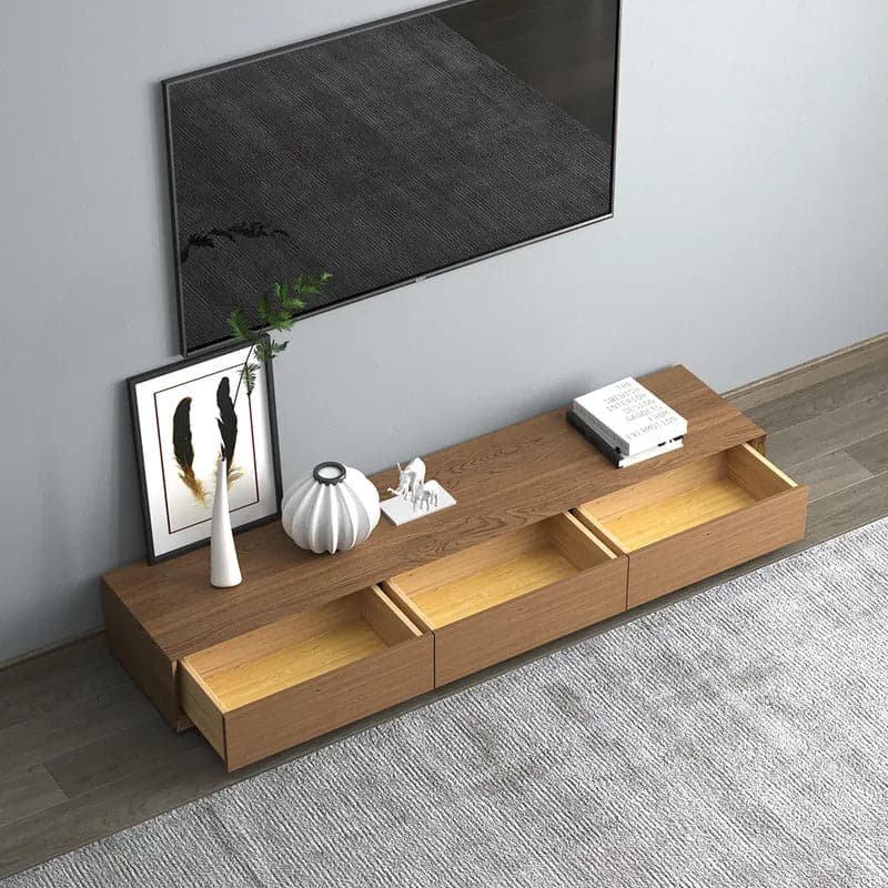 Modern Walnut Rectangular TV Stand Wood Media Console 3 Drawers for TVs Up to 78 Inches#Walnut