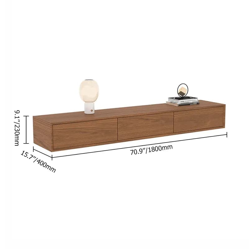 Modern Walnut Rectangular TV Stand Wood Media Console 3 Drawers for TVs Up to 78 Inches#Walnut