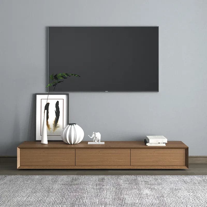 Modern Walnut Rectangular TV Stand Wood Media Console 3 Drawers for TVs Up to 78 Inches#Walnut
