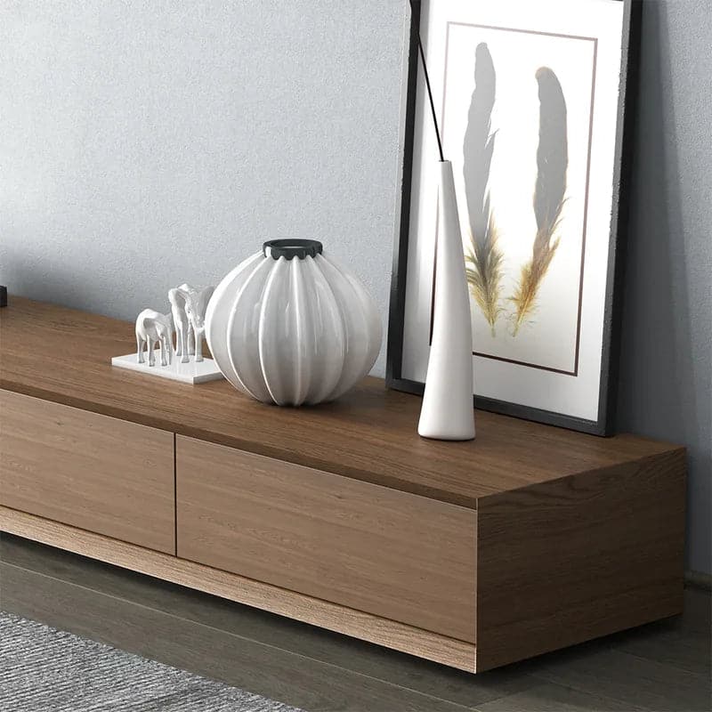 Modern Walnut Rectangular TV Stand Wood Media Console 3 Drawers for TVs Up to 78 Inches#Walnut