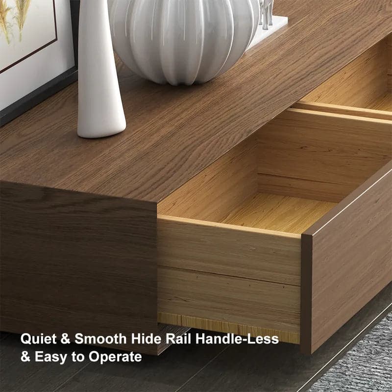 Modern Walnut Rectangular TV Stand Wood Media Console 3 Drawers for TVs Up to 78 Inches#Walnut