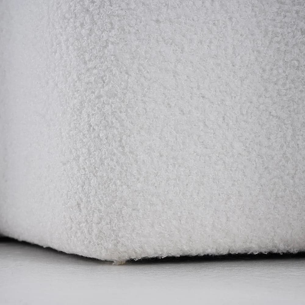 Modern White Entryway Bench Boucle Upholstered Molecule Ottoman Wooden Frame