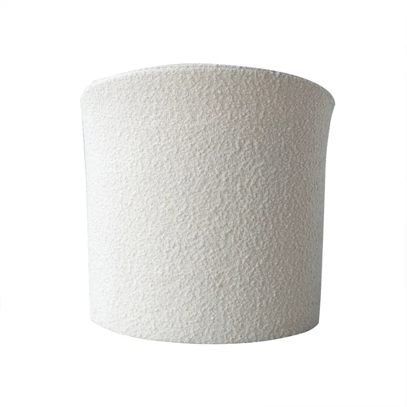 Tabouret de vanité rond moderne en laine d'agneau blanc avec dossier