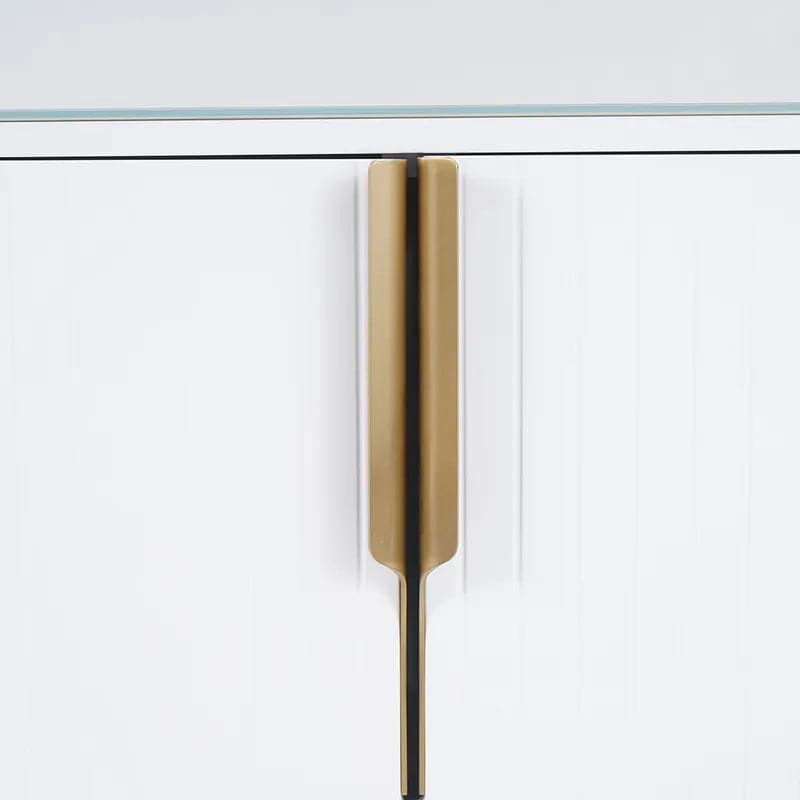 Modern White Wood TV Stand with 2 Drawers and 4 Doors Media Console for 80 Inches TVs#White