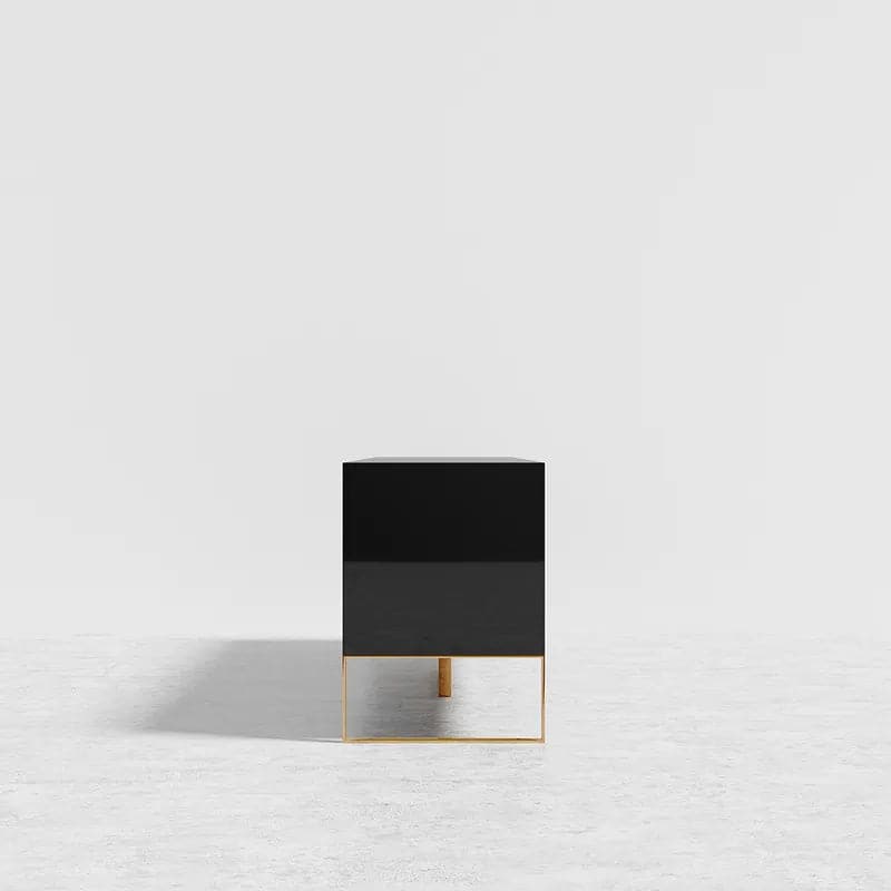 Modern Black Wood TV Stand with 2 Drawers and 4 Doors Media Console for TVs Up to 80 Inches#Black