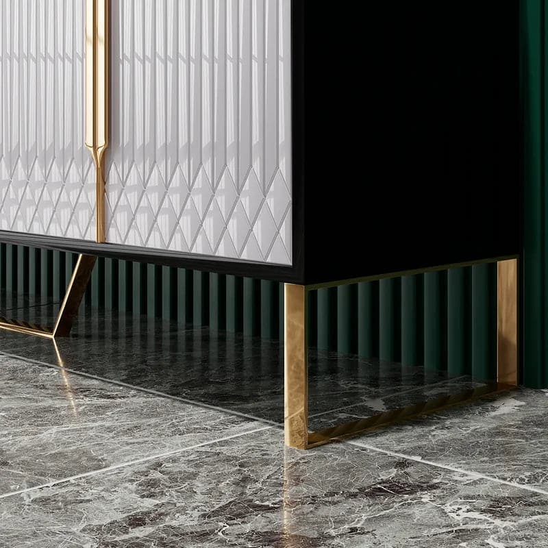 Modern White and Black Wood TV Stand with 2 Drawers and 4 Doors Media Console for 80 Inches TV#White & Black