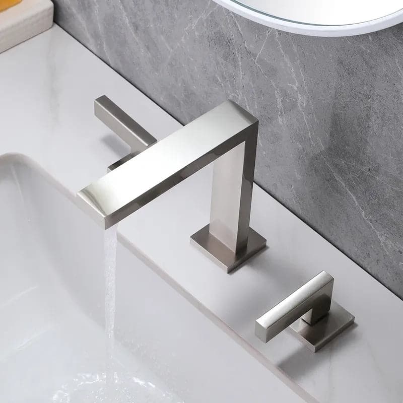 Modern Widespread Brushed Nickel Bathroom Sink Faucet Double Handle Solid Brass#Brushed Nickel