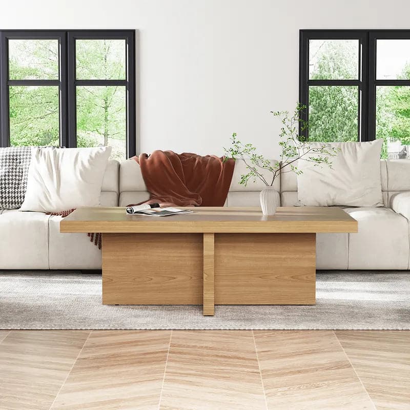 Modern Wood Coffee Table Rectangle-shaped in Natural Rustic#Natural