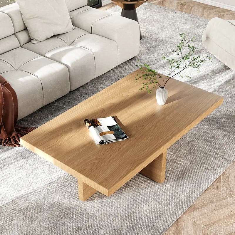 Modern Wood Coffee Table Rectangle-shaped in Natural Rustic#Natural