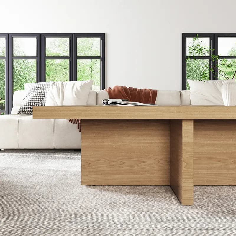 Modern Wood Coffee Table Rectangle-shaped in Natural Rustic#Natural