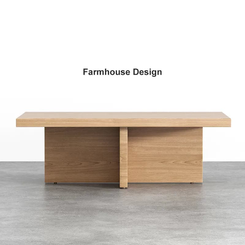 Modern Wood Coffee Table Rectangle-shaped in Natural Rustic#Natural