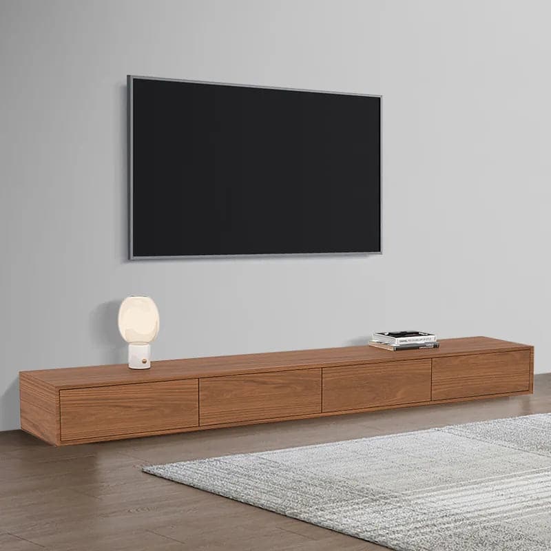 Modern Walnut Rectangular TV Stand Wood Media Console with 4 Drawers for 85 Inches TVs#Walnut