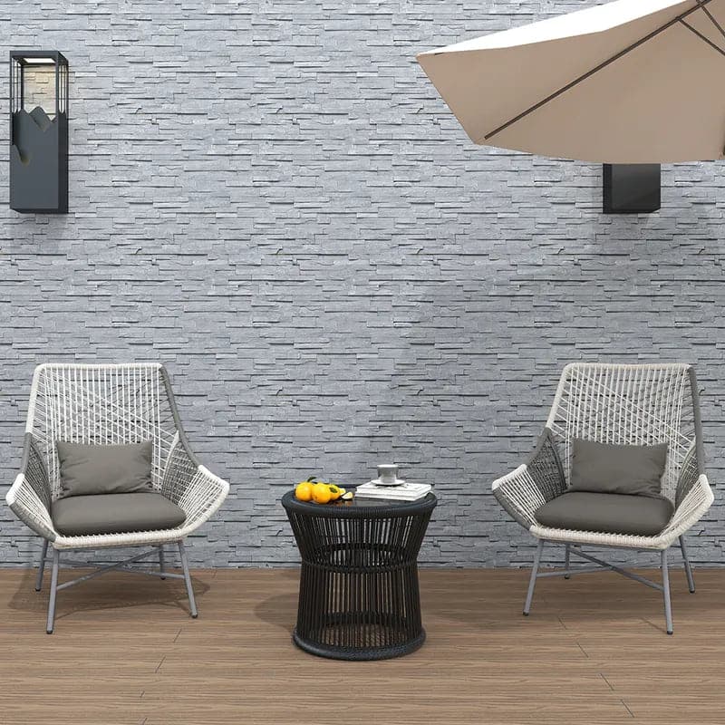 Fauteuil de patio d'extérieur en rotin PE avec coussin et coussin (Ensemble de 2)