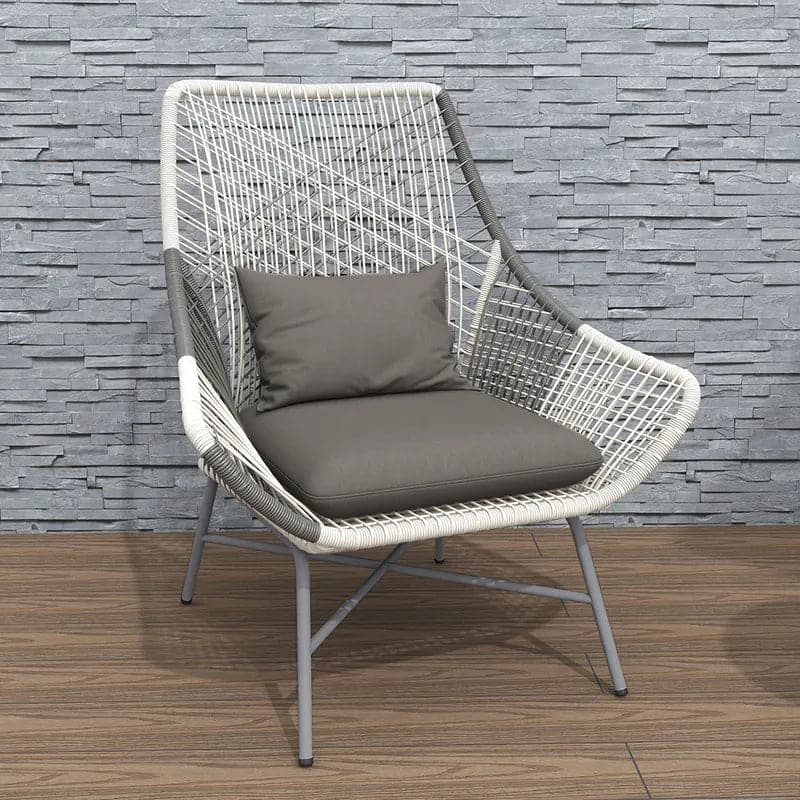 Fauteuil de patio d'extérieur en rotin PE avec coussin et coussin (Ensemble de 2)