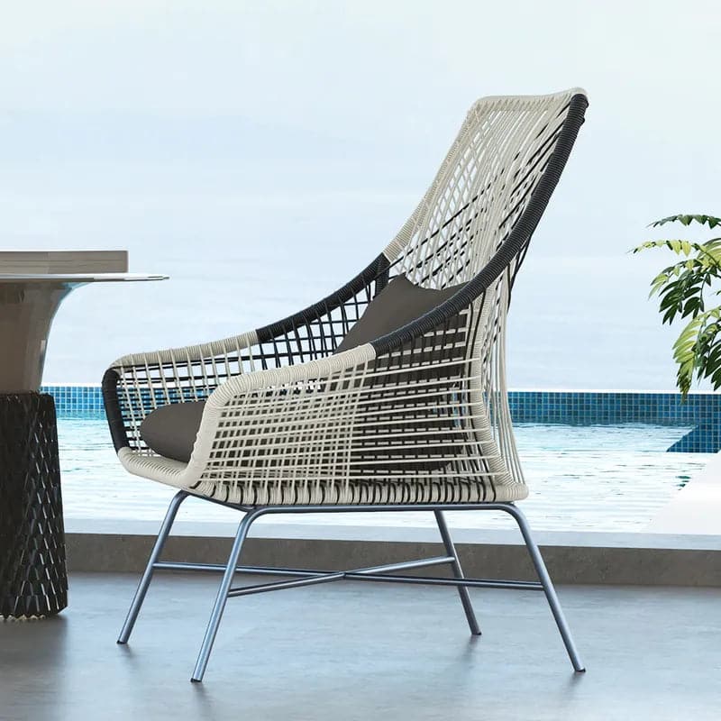 Fauteuil de patio d'extérieur en rotin PE avec coussin et coussin (Ensemble de 2)