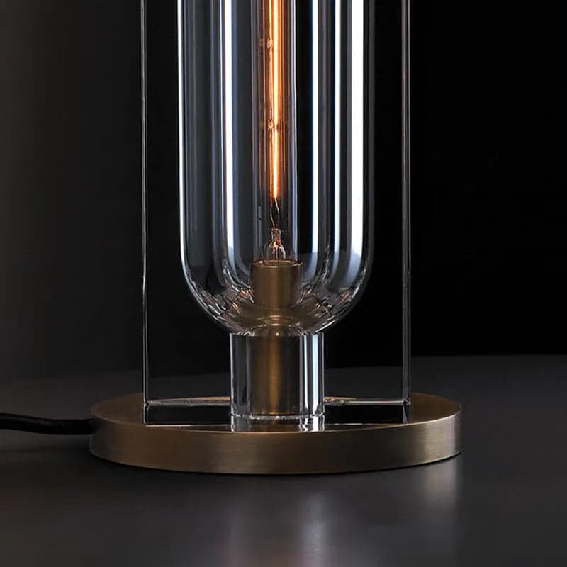 Lampe de table postmoderne à 1 lumière en cristal avec interrupteur marche/arrêt en laiton antique