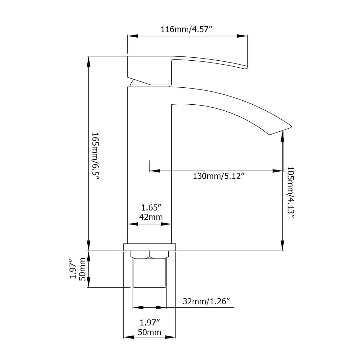 Robinet de lavabo de salle de bain monotrou monté sur pont en or brossé de style contemporain