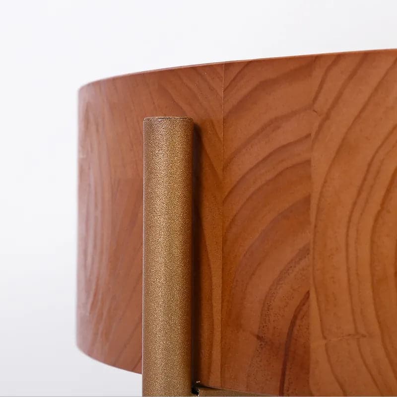 Rustic Round Coffee Table with Solid Wood Tabletop Metal Legs