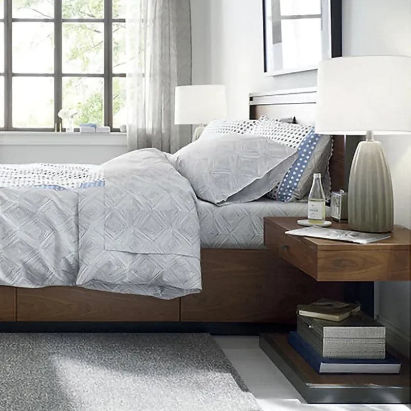 Table de chevet rustique en noyer avec tiroir et étagère, table de chevet en bois et métal noir