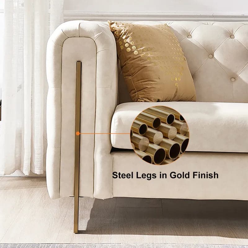 Ensemble de 2 canapés et chaises rembourrés en cuir blanc moderne de 86,6 po pour salon