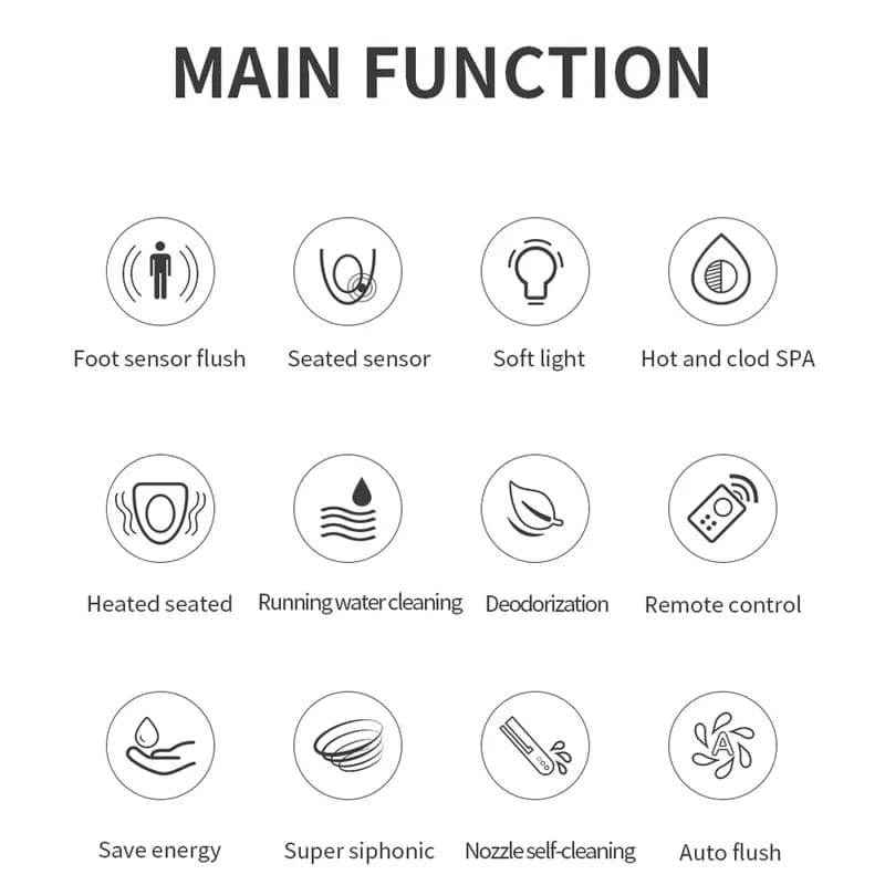 Toilettes intelligentes de petite taille, monobloc allongées, automatiques, montées au sol, autonettoyantes