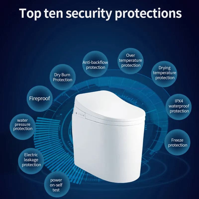 Toilettes intelligentes de petite taille, monobloc allongées, automatiques, montées au sol, autonettoyantes