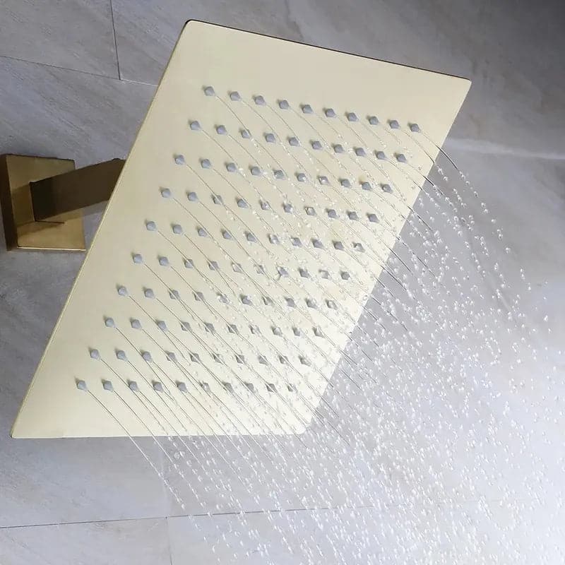 SolidBrassWallMount10RainshowerHandShower_TubSpoutShowerSystem#Brushed Gold