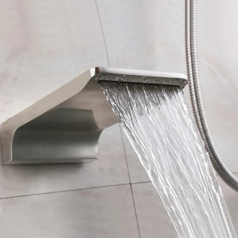 SolidBrassWallMount10RainshowerHandShower_TubSpoutShowerSystem#Brushed Nickel