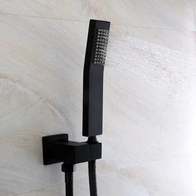 SolidBrassWallMount10RainshowerHandShower_TubSpoutShowerSystem#Black