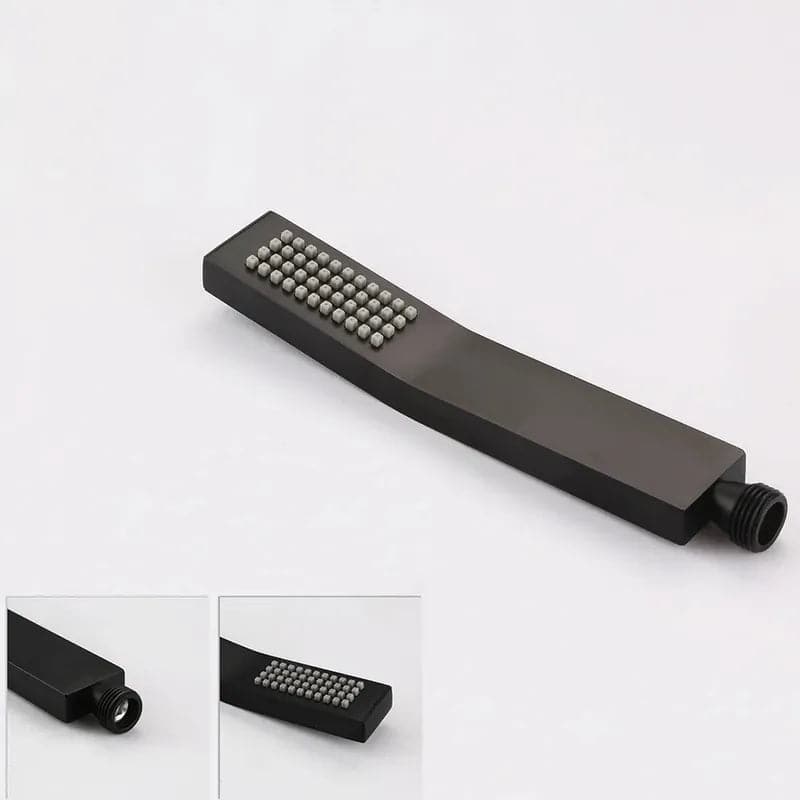 SolidBrassWallMount10RainshowerHandShower_TubSpoutShowerSystem#Black