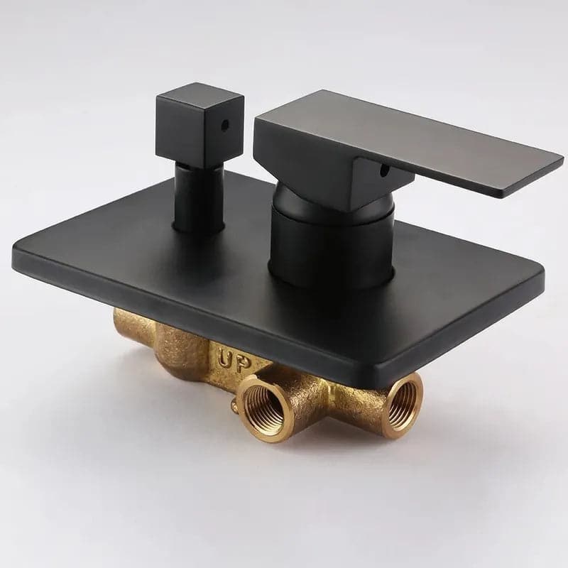 SolidBrassWallMount10RainshowerHandShower_TubSpoutShowerSystem#Black