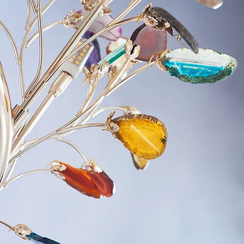 Lampe de table Art Déco à 6 lumières en agate avec interrupteur marche/arrêt