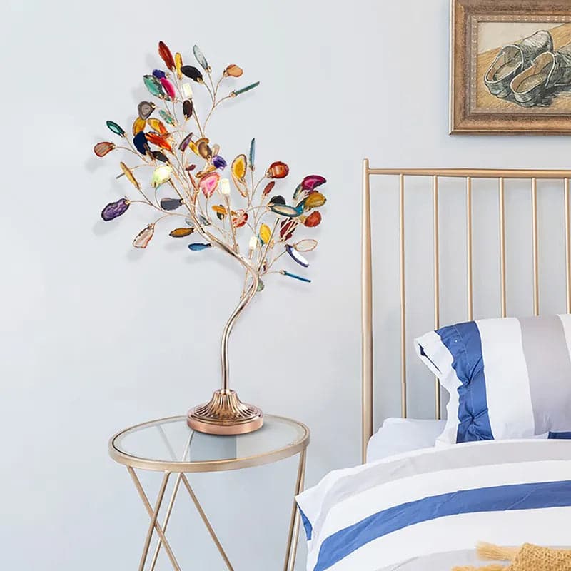 Lampe de table Art Déco à 6 lumières en agate avec interrupteur marche/arrêt