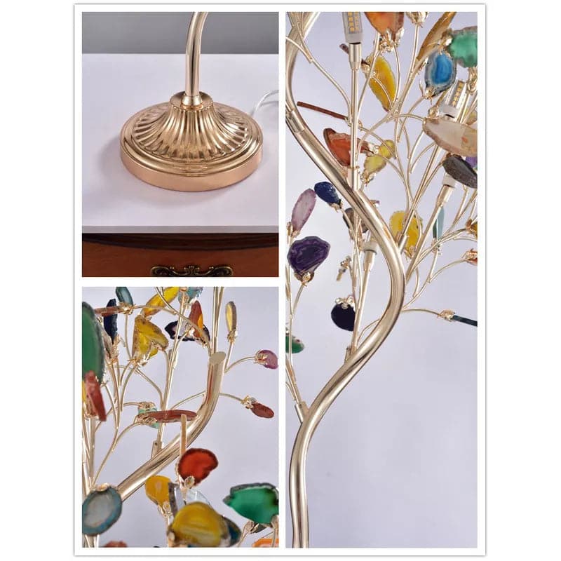 Lampe de table Art Déco à 6 lumières en agate avec interrupteur marche/arrêt