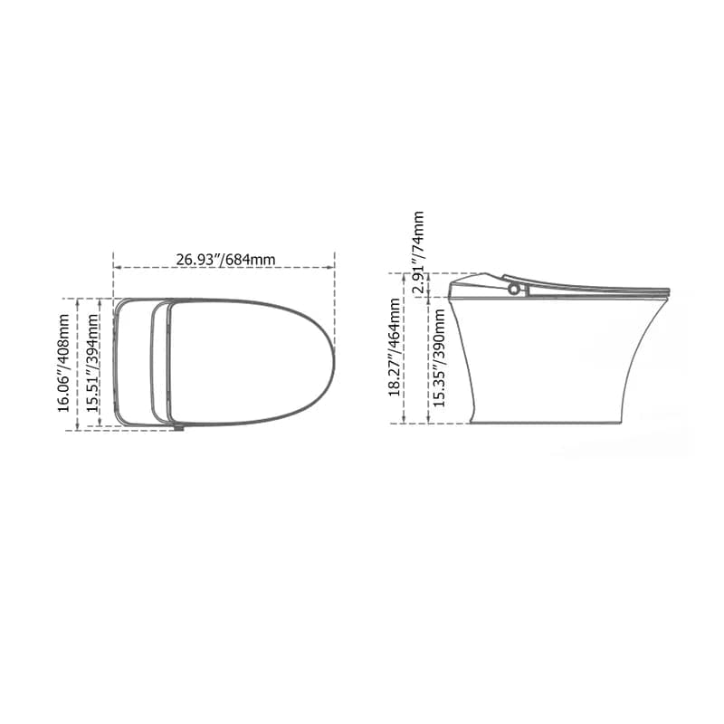 Toilettes automatiques monobloc montées au sol, toilettes intelligentes autonettoyantes
