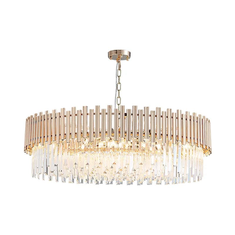 Modern 16-Light Tiered Crystal Chandelier with Adjustable Chain in Gold