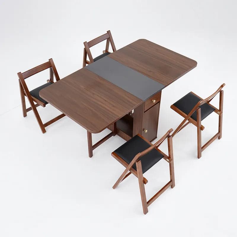 Ensemble de table à manger rectangulaire moderne 5 pièces de 59 po en bois de frêne pliable en noyer