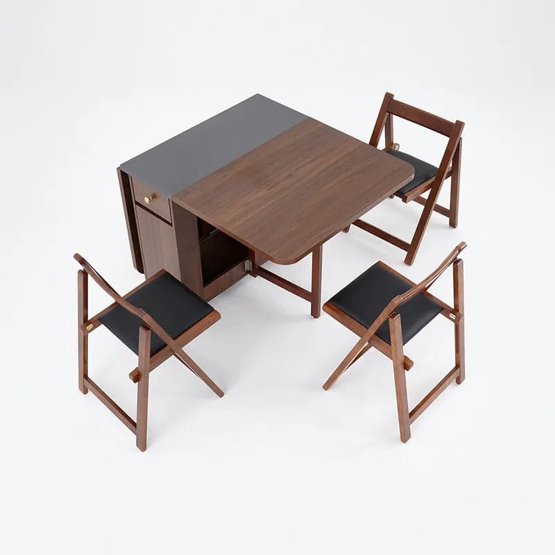 Ensemble de table à manger rectangulaire moderne 5 pièces de 59 po en bois de frêne pliable en noyer