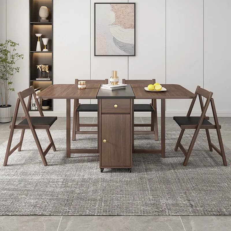 Ensemble de table à manger rectangulaire moderne 5 pièces de 59 po en bois de frêne pliable en noyer