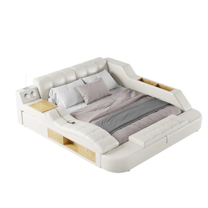 Ultimate Smart Bed King Tufted Upholstered Platform Bed with Massage, Storage & Speaker