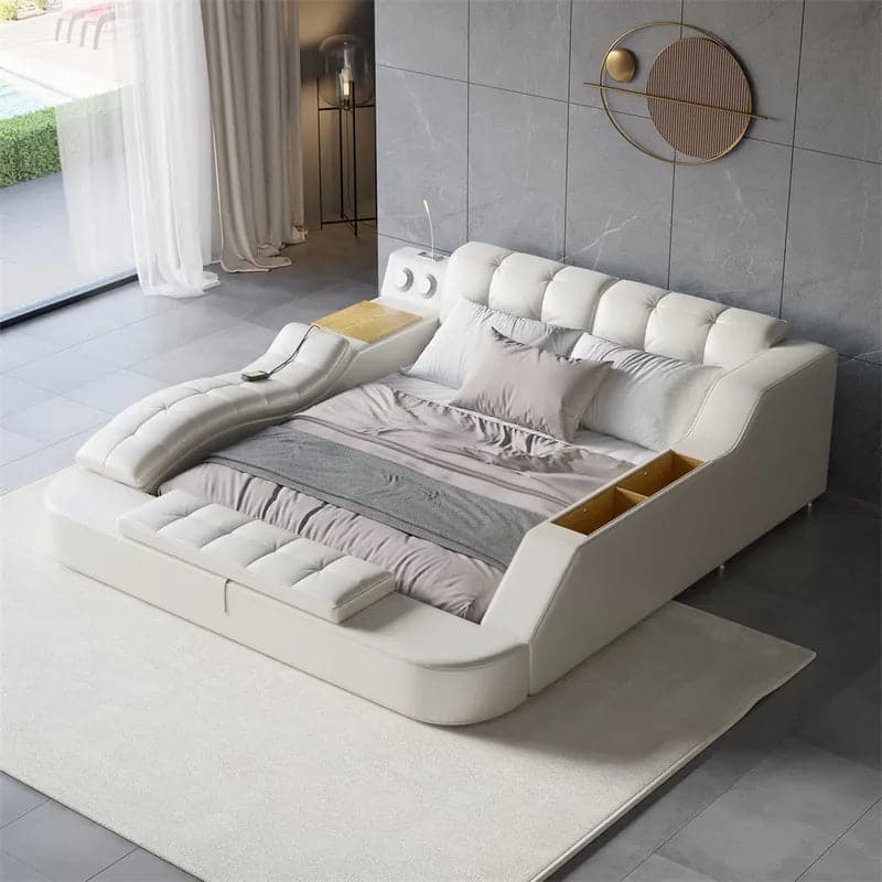 Ultimate Smart Bed King Tufted Upholstered Platform Bed with Massage, Storage & Speaker