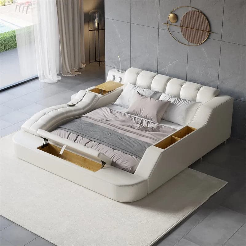 Ultimate Smart Bed King Tufted Upholstered Platform Bed with Massage, Storage & Speaker