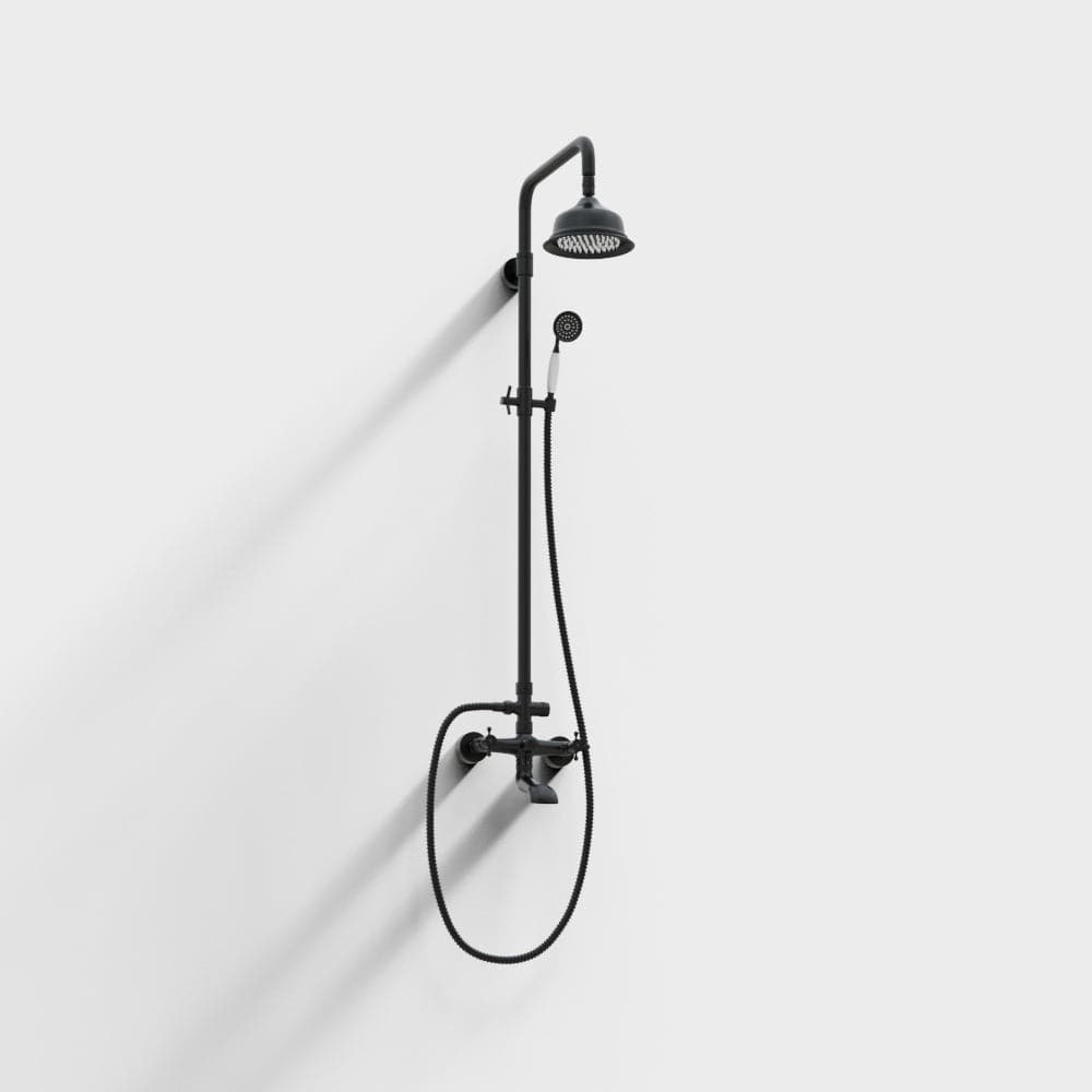 Système de douche à main pour salle de bain Vintage, système de douche à effet de pluie exposé, noir Antique