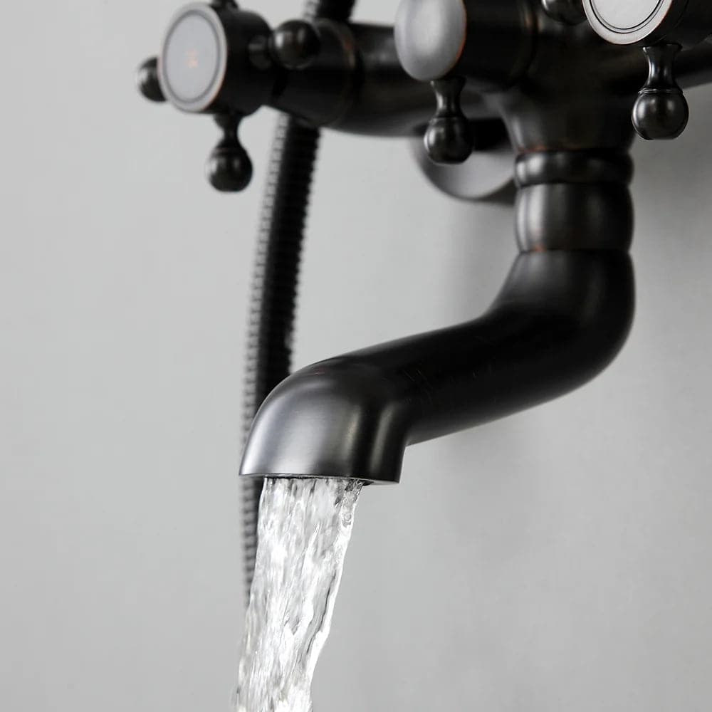 Système de douche à main pour salle de bain Vintage, système de douche à effet de pluie exposé, noir Antique