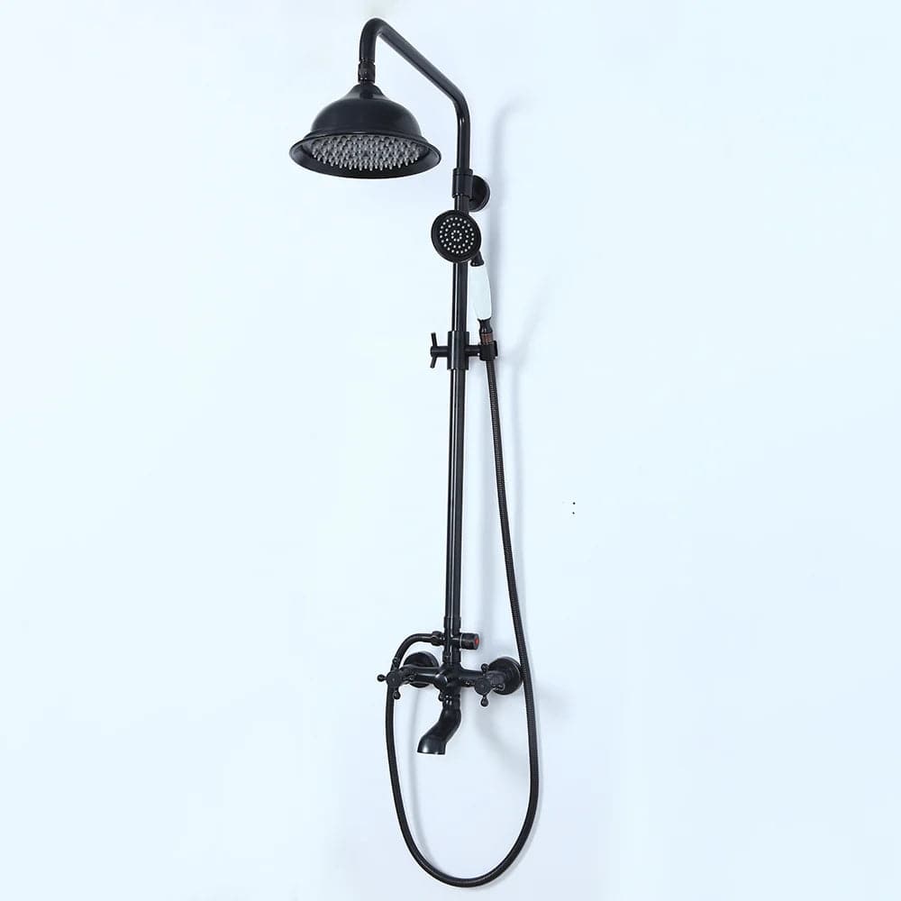 Système de douche à main pour salle de bain Vintage, système de douche à effet de pluie exposé, noir Antique
