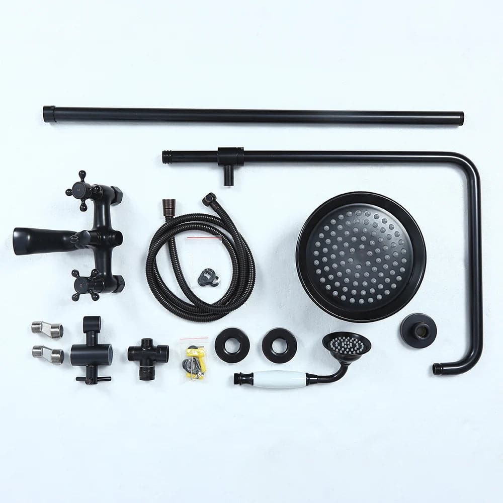 Système de douche à main pour salle de bain Vintage, système de douche à effet de pluie exposé, noir Antique